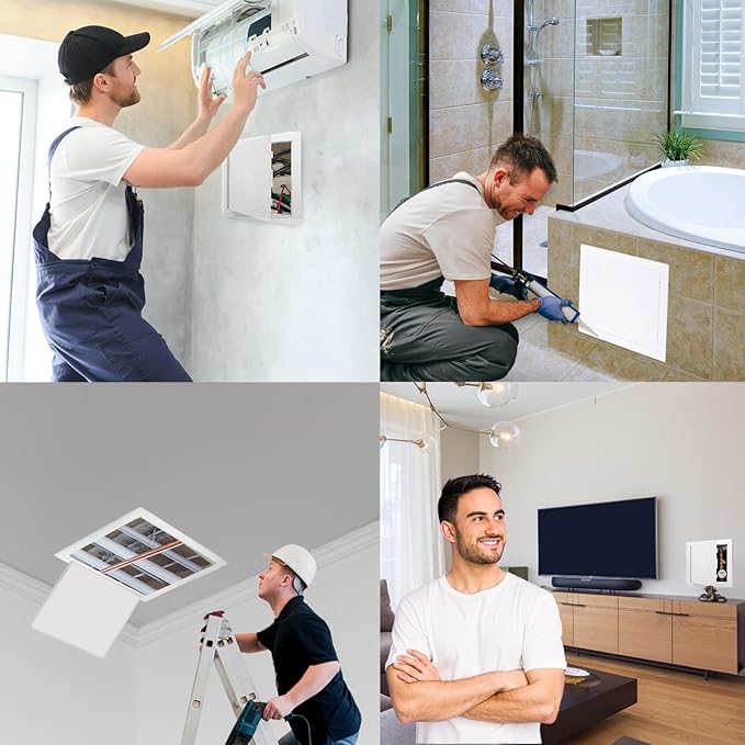 Morvat Access Panel 14x14 Inch for Drywall & Ceiling with Door, Heavy-Duty Durable ABS Plastic & Easy Install Access Box, Wall Hole Cover Plate for Plumbing & Electrical Cables & Wiring, White
