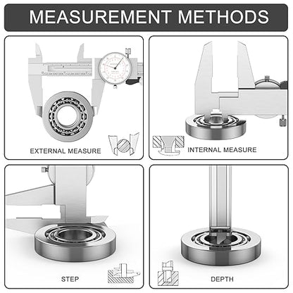 HDLNKAK Dial Caliper 0-6"/150mm Dual Reading Scale, Inch/Metric SAE Standard, Stainless Steel Caliper Measuring Tool Accurate to 0.001”/ 0.02 mm, Silver