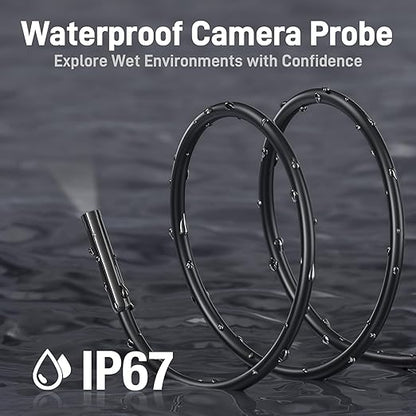 Teslong Endoscope Borescope with Light, Snake Inspection Camera for Automotive Engine, Waterproof Fiber Optic Camera for Mechanics - Ideal for Wall, Vent, Wire Video Scope (16.5FT)