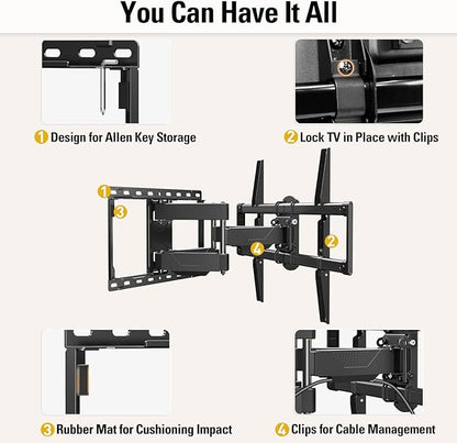 Mounting Dream UL Listed TV Wall Mount for Most 42-84 Inch TV, Full Motion, with Swivel and Tilt, TV Bracket with Articulating Dual Arms, Fits 16inch Studs, Max VESA 600X400 mm, 100 lbs,MD2617