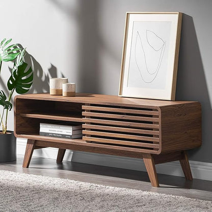 mopio Ensley TV Stand, Mid Century Modern for 55/60/65 inch TV, Farmhouse TV Stand, Entertainment Center with Storage, TV and Media Console for Living Room (Walnut, 46")