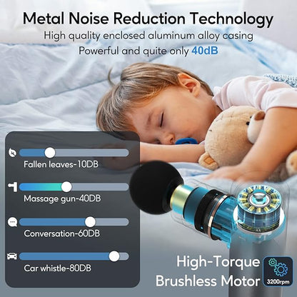 arboleaf Massage Gun Deep Tissue, Full-Metal Electric Portable Hand Held Massager Gun for Back, Body Sore Muscles, Pain Relief, Gifts, Office, Home, Athletes