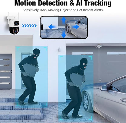 Fuers Wireless Security Camera System, 5MP 8CH NVR with 1TB HDD, 4Pcs 3MP Dual Lens WiFi Cameras Home Surveillance Outdoor Indoor, Motion Detection, Auto Tracking,2-Way Audio,Color Night Vision
