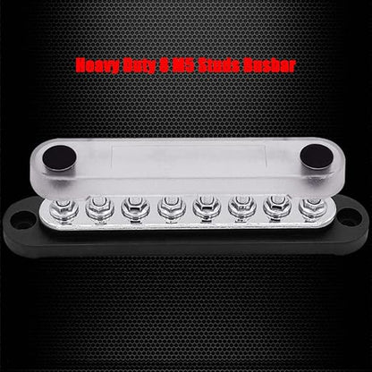 8 x M5 (#10) Studs Power Distribution Block Bus Bar 12V, Ampper 5.9" HD 120A Marine BusBar Battery Distribution Block W/Cover for Car Boat Solar (Black)