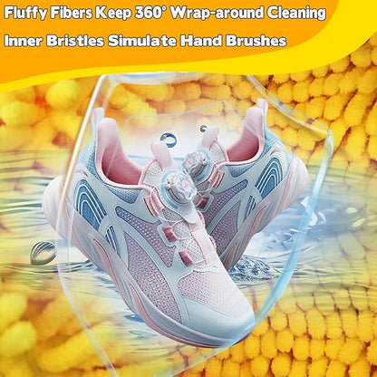 Shoes Washing Bag for Washing Machine, Reusable Laundry Shoe Bag For Washer And Dryer, Shoe Cleaning Washing Bag for All Shoe Types And Sizes (2 PCS - Yellow)