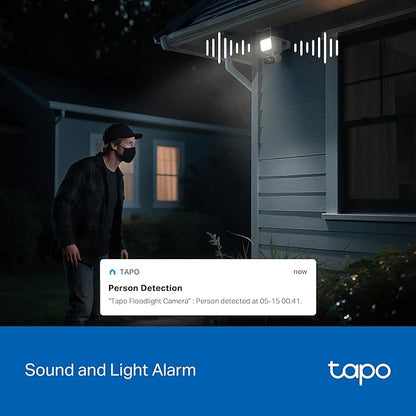 Tapo 2K Dimmable Floodlight Security Camera Outdoor Wireless w/Solar Panel, Pan/Tilt, 360º AI Tracking, Free Person/Vehicle Detection, Works w/Alexa and Google Assistant, SD/Cloud, C615F KIT