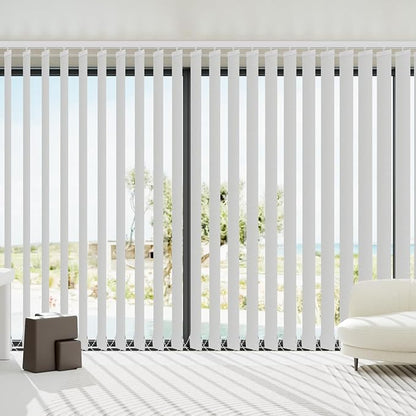 Blindify Motorized Vertical Blinds Compatible with Alexa Google Home, Blackout Sliding Door Shades Smart Vertical Blinds Remote Control Customize, White
