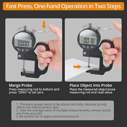 Neoteck Digital Thickness Gauge (Silver-Black, 0-1"/0.0005")