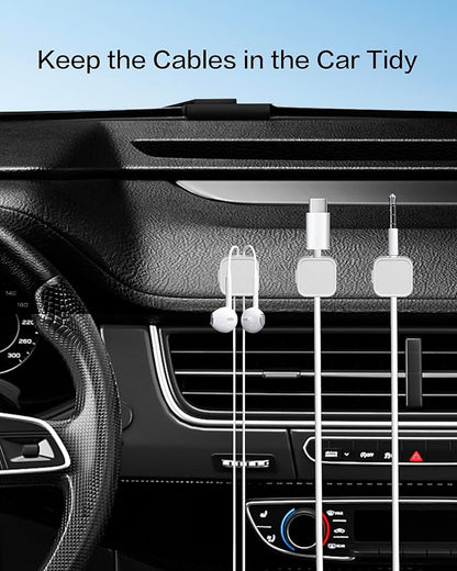 10 Pack Desk Cable Strong Adhesive Management Clips，Organize Phone Charging Magnetic Cable wire Holder, easy to open, for Desk, Wall, Office, Car,Nightstand(White)