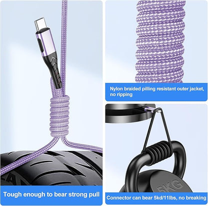 Durcord USB C Fast Charger Cable, 2Pack 6ft USB Charger Fast Charging Type C Cord Cable, 6 Foot Type C Charger Premium Nylon Braided USB Cable Only for A-C Sam Sung and Android-Light Purple