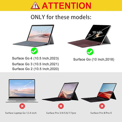 ZenRich Rugged Case with Keyboard for Surface Go 4/3/2/1, Bluetooth Keyboard Case for Microsoft Surface Go 4/3/2/1 with 360° Rotating Hand Strap & Stand