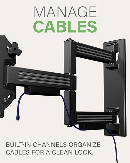 SANUS Full Motion TV Mount - Single Stud 32 to 55 inch TV Wall Mount Tilts, Extends & Swivels - Easy DIY Install Includes All Hardware & Post Install Leveling - Great for Corners