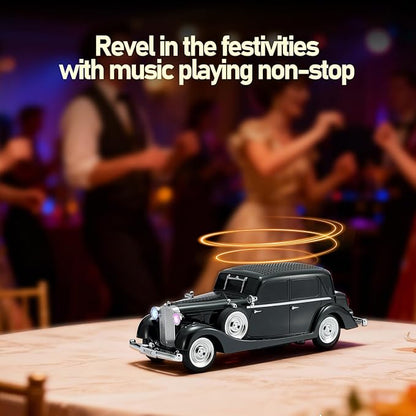 WS-1934 Retro Classic Car Bluetooth Replica Speaker – Wireless HD Sound with FM Radio,TWS Stereo,LED Party Lights,Built-in Microphone Hands-Free Call, Surprise Portable Gift for Party Use(Black)