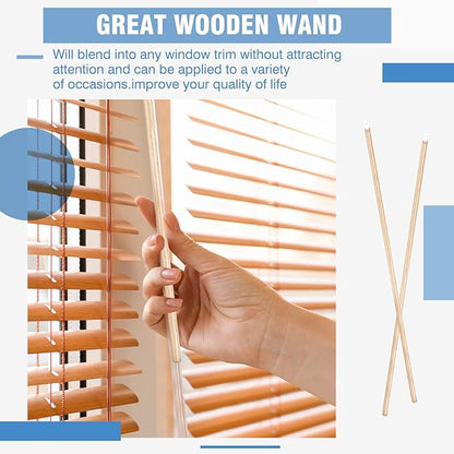 Bokon 2 Pieces Blind Wand Vertical Blinds Stick Replacement with Hook and Handle for Window Opener Accessory (Wood,17 Inch)