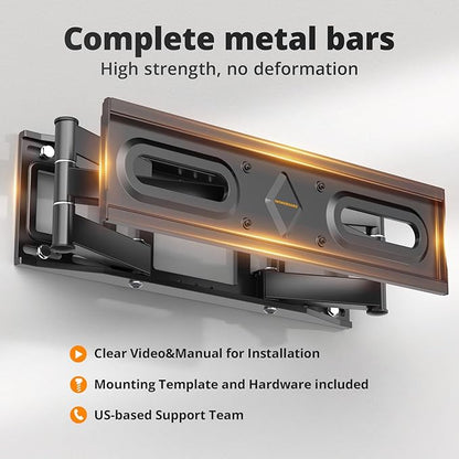 IWORKBOARD 50 55 65 inch Full Motion TV Wall Mount for 32-70 inch TV Bracket, Dual articulating Arms Mount, Tilt Swivel Extension Level, Max VESA 400x400mm, 16" Studs, 110 lbs,Fit Most 40 43 50+ TVs