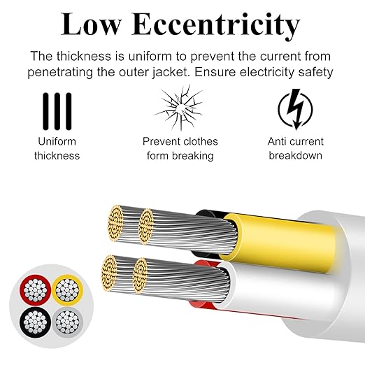 18 Gauge 4 Conductor Electrical Wire, 16.4FT Low Voltage 18/4 Tinned Copper Stranded 4 Wire Cable, 18 AWG White Flexible Extension Power Cord for Sprinkler, Thermostat, Speaker, Irrigation, Automotive