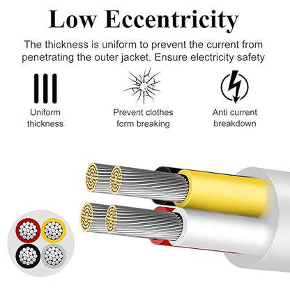 16 Gauge 4 Conductor Electrical Wire, 32.8FT Low Voltage 16/4 Tinned Copper Stranded 4 Wire Cable, 16 AWG White Flexible Extension Power Cord for Automotive, LED Lamp, Outdoor Landscape Lighting Etc