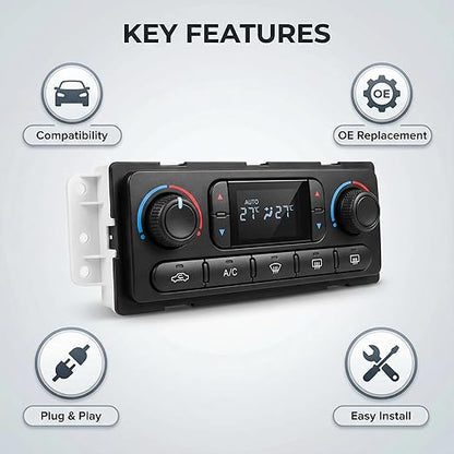 599-211XD A/C Control Switch Air Conditioning Climate Control Module, Front Module Panel for 2003-2004 Chevrolet Silverado Suburban Avalanche Tahoe GMC Sierra Yukon Cadillac Escalade Rainier Hummer