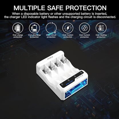 Pallus Rechargeable Lithium AA Batteries with Charger - 8 Pack Li-ion Double A Battery, 3000mWh AA Rechargeable Lithium Batteries for Blink Camera, Cycles 1600x, Ideal for High-Drain Devices