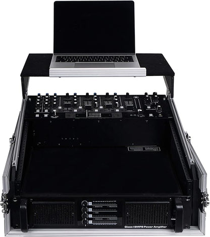 Sound Town 2U Glide Style Rack Case with 11U Slant Mixer Top, 20.7” Rackable Depth and Laptop Platform - Pro Tour Grade (STMR-2ULT)