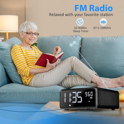 Gelielim CD Player Alarm Clock Radio, CD Players for Home, Desktop Portable CD Player with Bluetooth,10W Wireless Charging,FM/AUX/USB/Timer/Dimmer/Remote Control, Boombox Clock Radio with CD Player