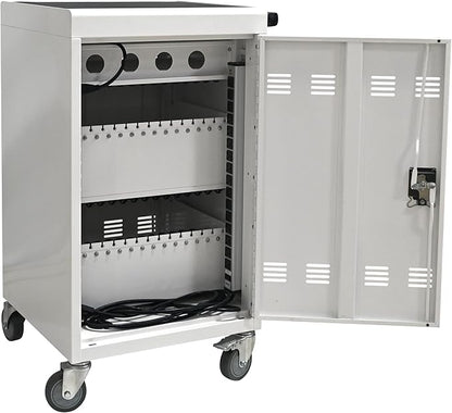 Aokleo Laptop Charging Cart,32 Devices Tablet Storage Carts for pad Up to 16.3" Screen, Classroom Computer Mobile Charging Station for Pads, Chromebooks,Laptops, Updated Password Lock(32 Bay-White)