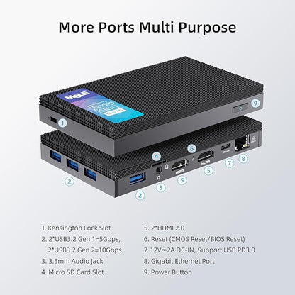 MeLE Fanless Mini PC Quieter3Q 11th Gen N5100 8GB 256GB, Micro Computer WiFi 5 Small Desktop Service with USB-C PD, Gigabit Ethernet, Dual HDMI 4K, Auto Power on, PXE Support M.2 SSD