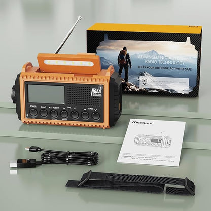 5000 Emergency Weather Radio with AM/FM/NOAA/SW, 5 Ways Powered Solar Hand Crank Alert Radio with LCD Display&SOS, Portable Radio with Cellphone Charger, Flashlight, Reading Lamp, Headphone Jack