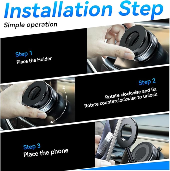 Upgraded Nano Gel Magnetic Phone Holder, 360° Rotation Vacuum Suction Cell Phone Mount for Magsafe,Strong Suction Adjustable Phone Car Mount Foldable Stand for iPhone 12-16 Series(Not Charge Phone)