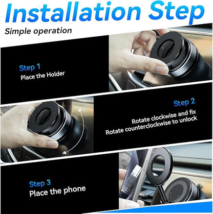 Upgraded Nano Gel Magnetic Phone Holder, 360° Rotation Vacuum Suction Cell Phone Mount for Magsafe,Strong Suction Adjustable Phone Car Mount Foldable Stand for iPhone 12-16 Series(Not Charge Phone)