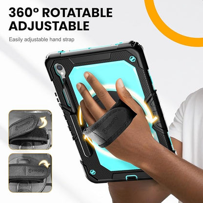 Timecity Case for Samsung Galaxy Tab S10 FE/ S9 FE 5G 10.9 Inch/ S9 11 Inch - Heavy Duty Protective Cover with Screen Protector, Rotating Stand, Shoulder Strap & S Pen Holder | Kids-Friendly, Blue