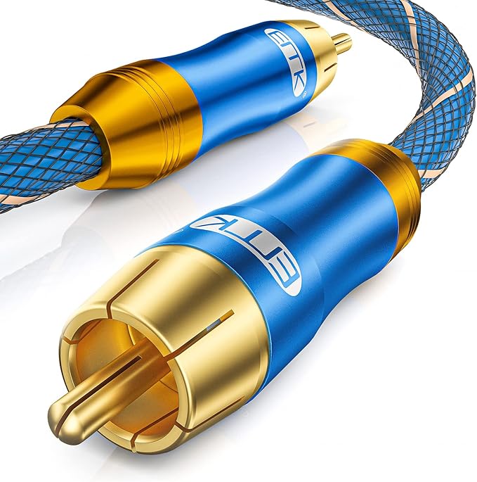 EMK Subwoofer Cable (3.3 ft/1m) -Digital Coaxial/Subwoofer Cable Dual Shielded with Gold Plated RCA to RCA Connectors -Top Blue Series