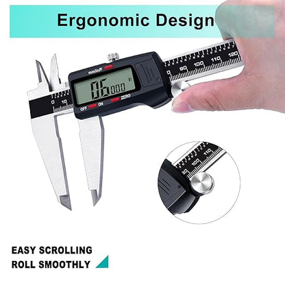 Kynup Micrometer Caliper Tool, 12Inch Digital Caliper, Vernier Caliper with Stainless Steel, Large LCD Screen, Auto - Off Feature, Inch Metric Fraction Conversion