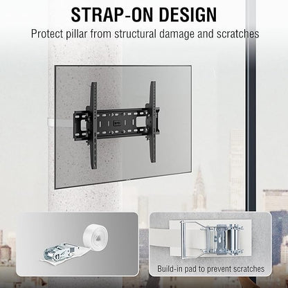 CondoMounts CLMTVT1064 DIY Column TV Mount for Large Pillars & Large TVs | Holds 120lbs | Fits 37-in. to 85-in. TVs | Fits Pillars 8-inches & Wider | No Drill | White Straps | TILT Only No Swivel