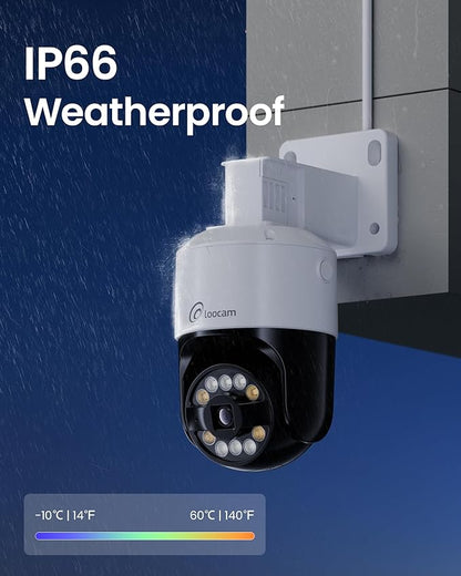 Loocam Camera for Home Security, POE Security Camera System with 4pcs Pan & Tilt Camera for Indoor Outdoor, Person/Vehicle Detection, Color Night Vision, 4K 8CH NVR 2TB HDD Included, Plug & Play