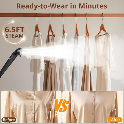 LAKALA Garment Steamer for Clothes, 30-Second Instant Heat-Up, 2.5L Water Tanks, with Pant Clips & Dual Hanger, Powerful Handheld, 4-Stage Adjustable Height, Standing Floor Steamer Wrinkle Remover