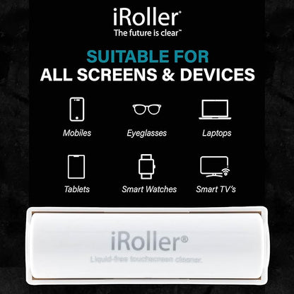 Screen Cleaner by iRoller - No Need for Spray or Wipes - Liquid Free iPad Screen Cleaner Roller Tool - Washable & Reusable - Phone Screen Cleaner Ideal for iPhone, Laptop, Computer Touchscreen - 3.5"