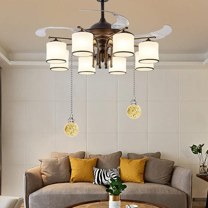 2PCS Yellow Pull Chain Crystal Glass Ice Cracked Ball Pull Chain for Ceiling Fan Light Decoration 50cm Extension Chain