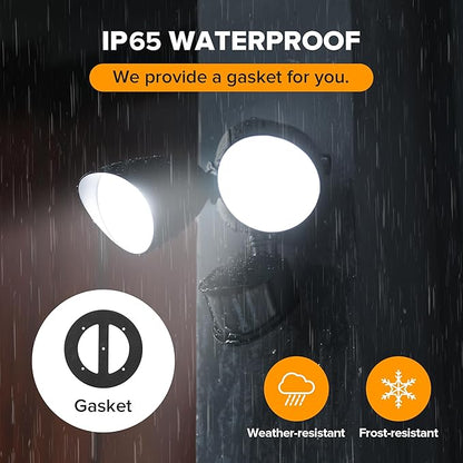 UME 2 Pack 32W 3500 Lumen LED Security Lights Motion Sensor Light Outdoor, 5000K Daylight, IP65 Waterproof, Dusk to Dawn, Motion Detector Flood Light for Garage, Yard, Porch-Black