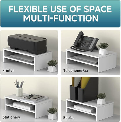 FITUEYES Monitor Stand - 2 Tier Computer Monitor Riser Shelf, Wood Desktop Stand for Laptop Computer Screen, Desk Organization, Office Supplies