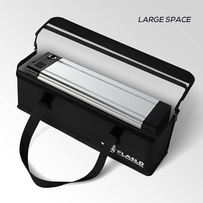 FLASLD 2-Pack E-Bike Battery Bag Fireproof Safe Charging Bag Explosionproof Lipo Battery Bag Large Capatity for Storage Charging (16 x 4.3 x 5in)