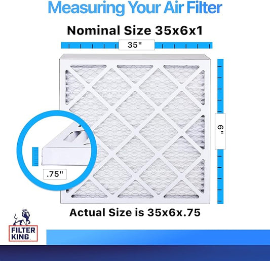 Filter King 35x6x1 Air Filter | 4-PACK | MERV 8 HVAC Pleated A/C Furnace Filters | MADE IN USA | Actual Size: 35 x 6 x .75"