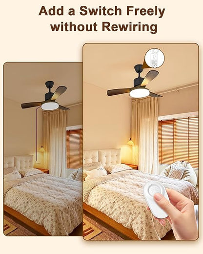 Thinkbee Wireless Light Switch and Receiver Kit - Mini Remote Control Switch for Ceiling Lights, Lamps, Lighting Fixture, No in-Wall Wiring No WiFi Needed, Pull Chain Replacement