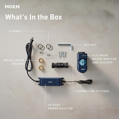 Moen Flo Smart Water Monitor and Automatic Shutoff Sensor, Wi-Fi Connected Water Leak Detector for 1-Inch Diameter Pipe, 900-006