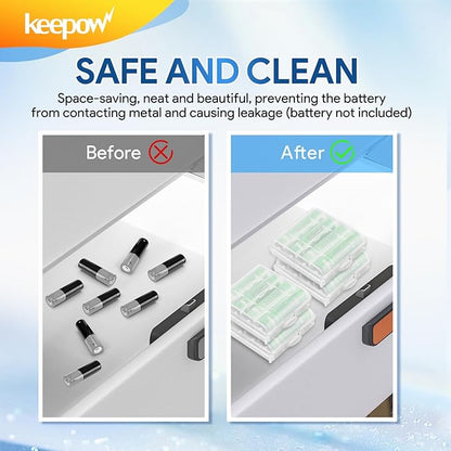 KEEPOW 20 Pcs AA/AAA Battery Storage Case Holder Box, Clear Color