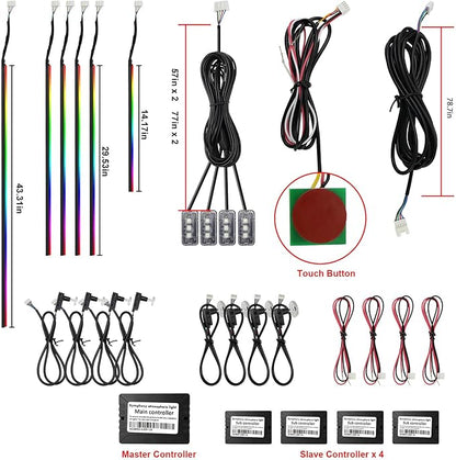 Dreamcolor Acrylic Interior Car Lights, WEBUPAR Car Accessories 18 in 1 Car LED Strip Lights with APP Control and 213 Modes, 175 inches 593 LEDs Fiber Optic Lights, RGB Neon Car Lighting