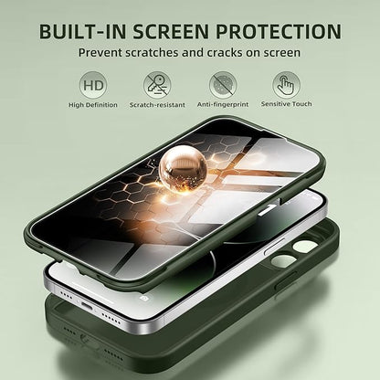 BERFY Magnetic for iPhone 14 Pro Max Case, Compatible with MagSafe, Built-in Privacy Screen Protector and Upgraded Camera Protection, Anti-Spy Full Body Shockproof Phone Case for 14 Pro Max 6.7",Green