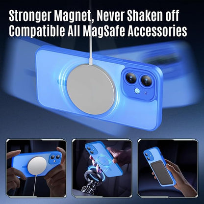 Designed for iPhone 12 Case, Compatible with MagSafe, with Privacy Screen Protectors X2, [Camera Protection] [15FT Military Drop Protection] Shockproof Phone Case, 6.1", Blue