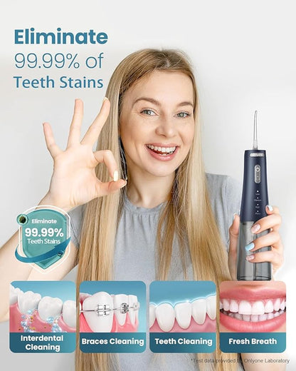 Onlyone Rechargeable Cordless Water Flosser with Adjustable Water Pressure for Daily Oral Care, Power Dental Flosser for Home and Travel Use, Portable Oral Irrigator for Sensitive Gums and Braces Care