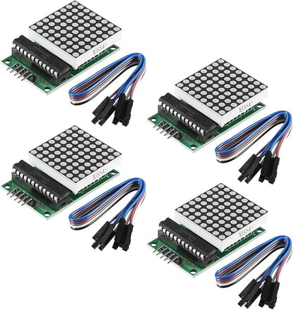 ACEIRMC 4pcs MAX7219 Dot Matrix Display Module Single-Chip Control LED Module DIY Kit for Arduino with 5pin Line